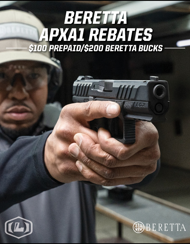 APX A1 Full or Compact Rebate: $100 Prepaid or $200 Beretta Bucks